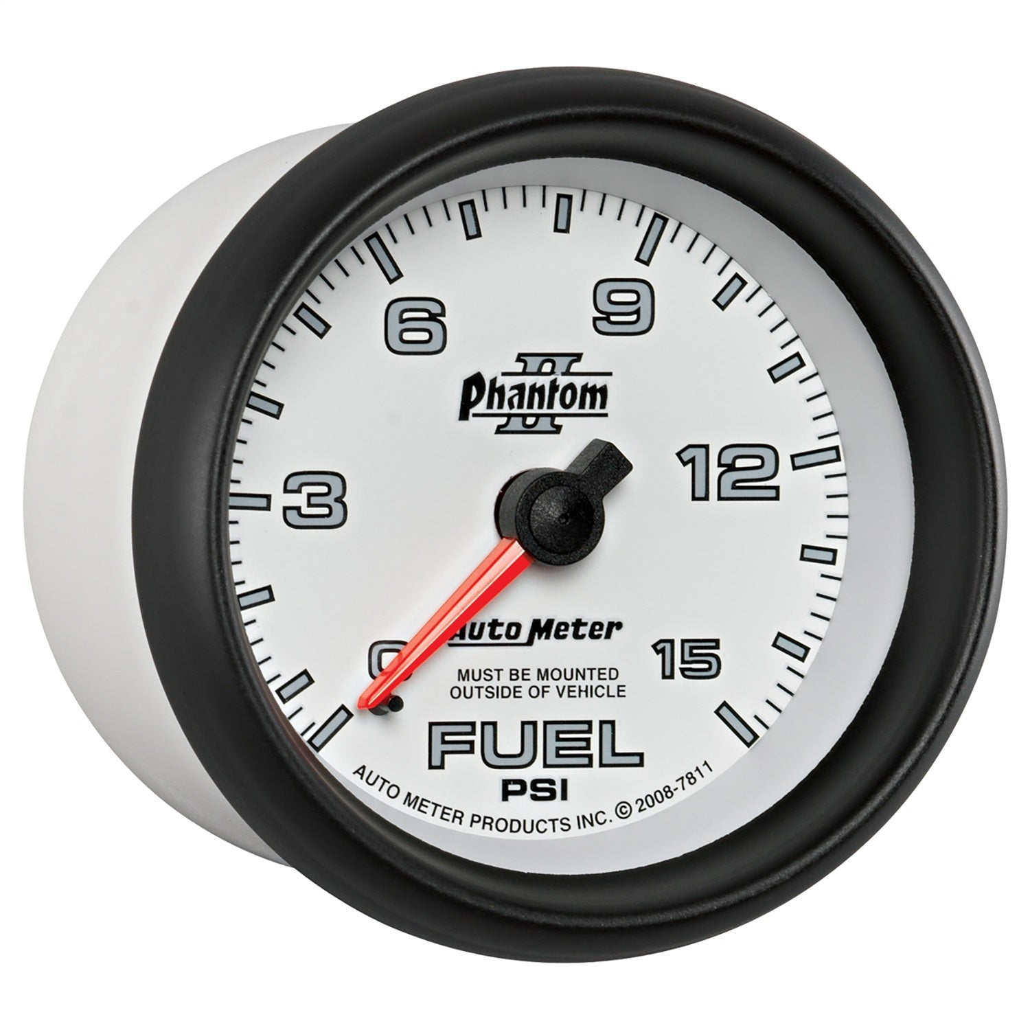 2-5/8" FUEL PRESSURE, 0-15 PSI, PHANTOM II