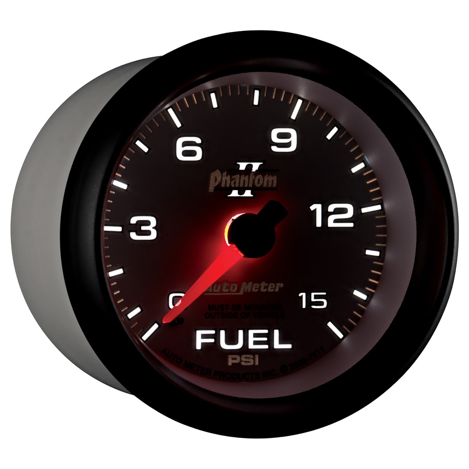 2-5/8" FUEL PRESSURE, 0-15 PSI, PHANTOM II