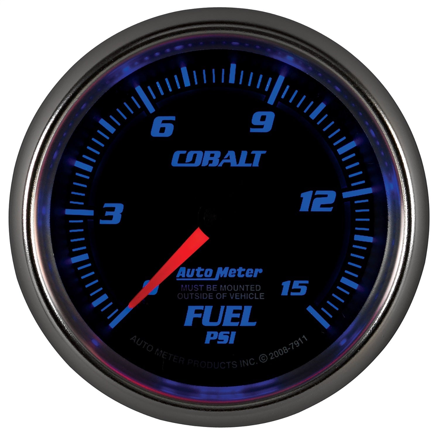 2-5/8" FUEL PRESSURE, 0-15 PSI, COBALT