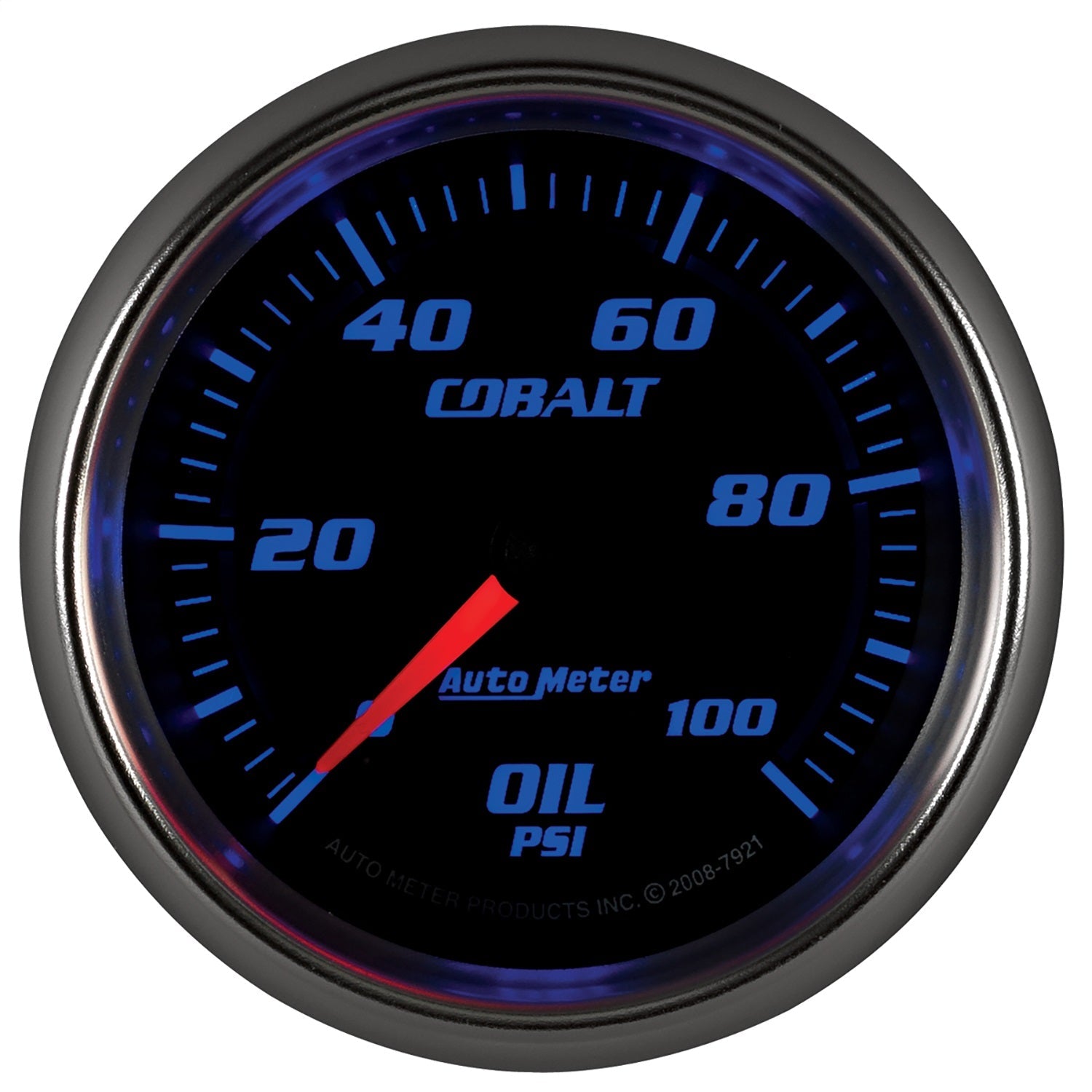 2-5/8" OIL PRESSURE, 0-100 PSI, COBALT