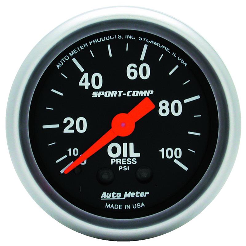 2-1/16" OIL PRESSURE, 0-100 PSI, SPORT-COMP