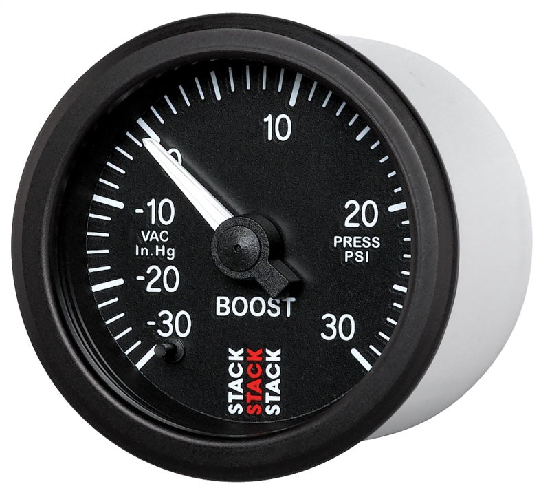 52MM, BOOST PRESS, PRO STEPPER,, BLK, -30INHG TO +30PSI, INCL. T-FITTING