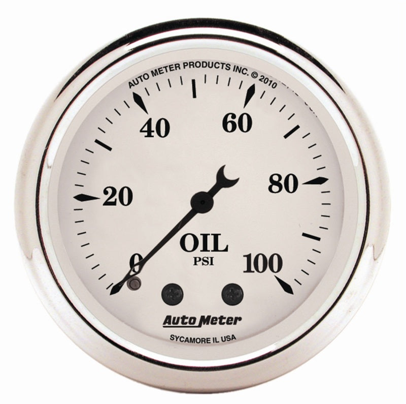 2-1/16" OIL PRESSURE, 0-100 PSI, OLD-TYME WHITE