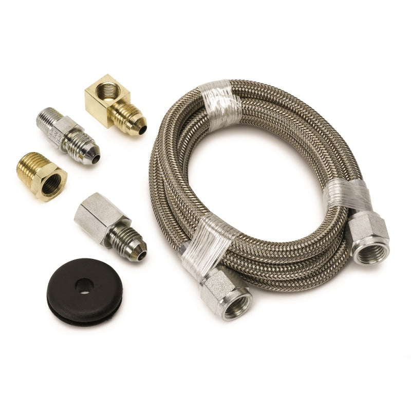 LINE, BRAIDED STAINLESS STEEL, #4 DIA., 3FT. LENGTH, -4AN AND 1/8" NPTF FITTINGS