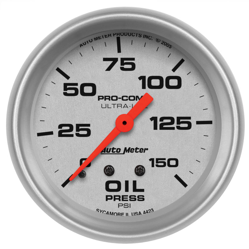 2-5/8" OIL PRESSURE, 0-150 PSI, ULTRA-LITE