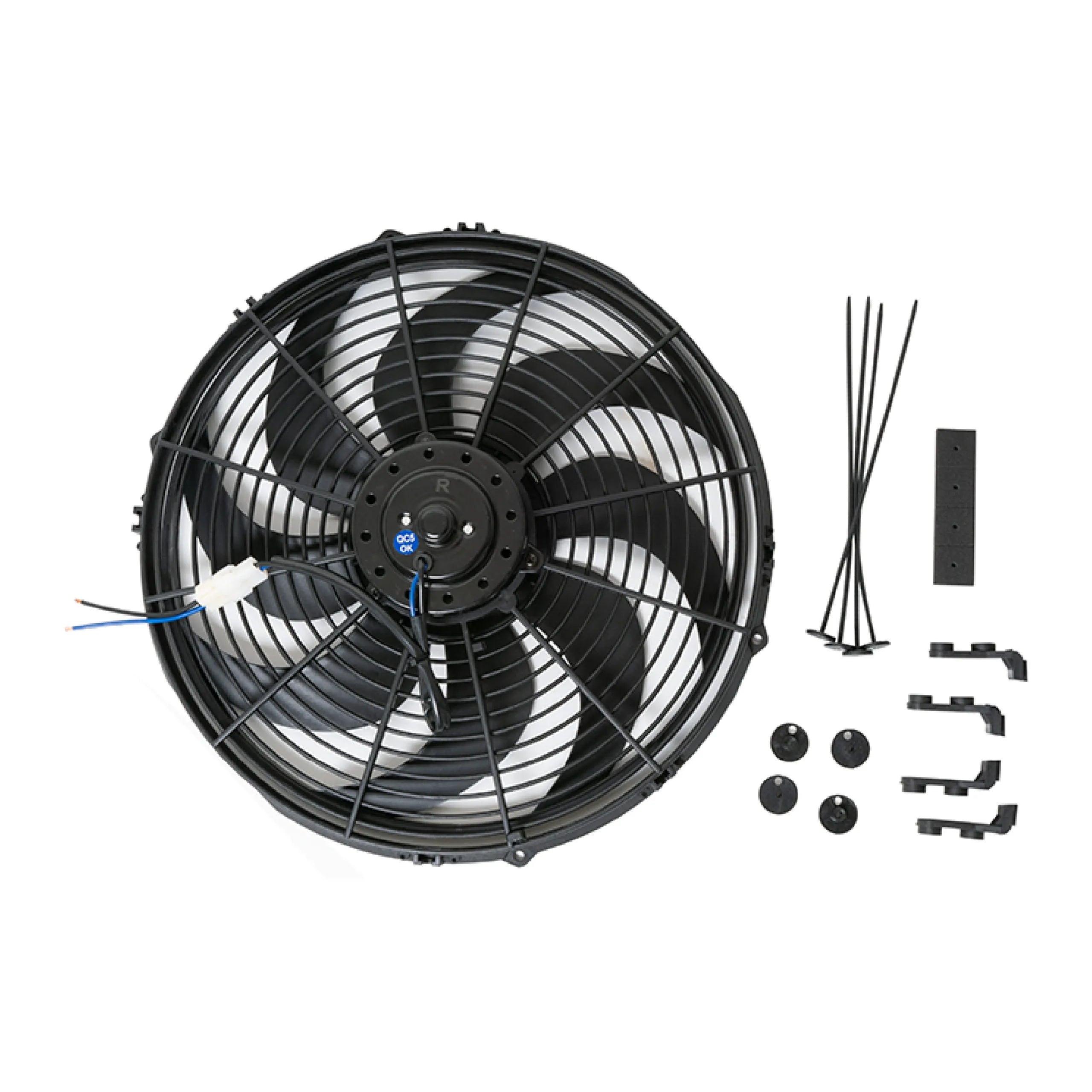 RPC R1016 Universal Curved Blade 12V Electric Cooling Fan, 16" Dia.