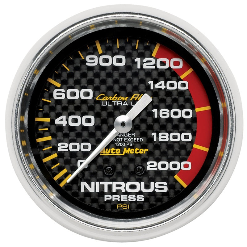 2-5/8" NITROUS PRESSURE, 0-2000 PSI, CARBON FIBER