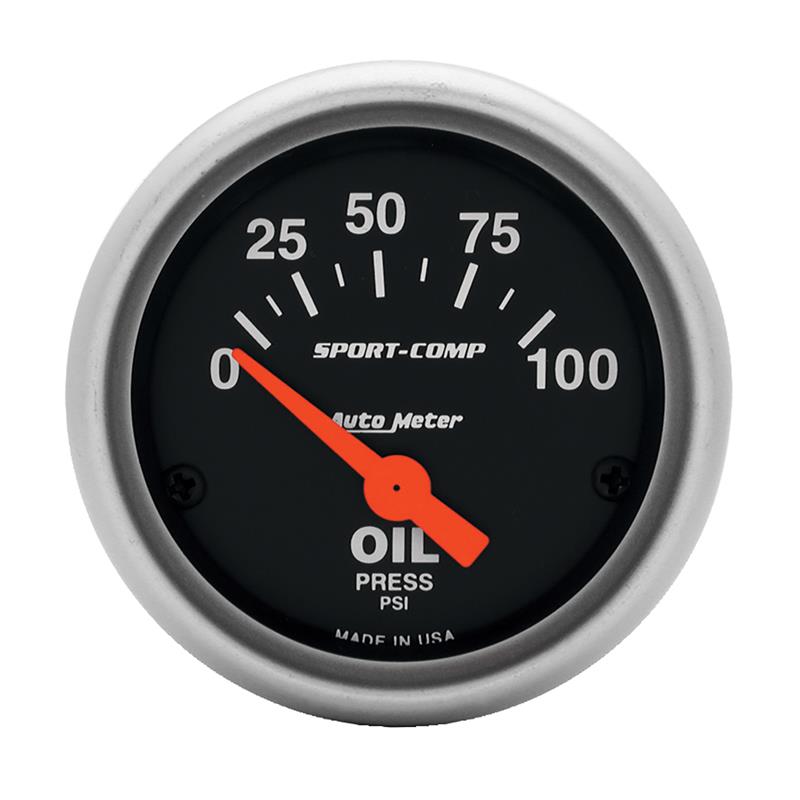 2-1/16" OIL PRESSURE, 0-100 PSI, SPORT-COMP