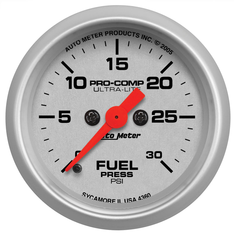 2-1/16" FUEL PRESSURE, 0-30 PSI, ULTRA-LITE