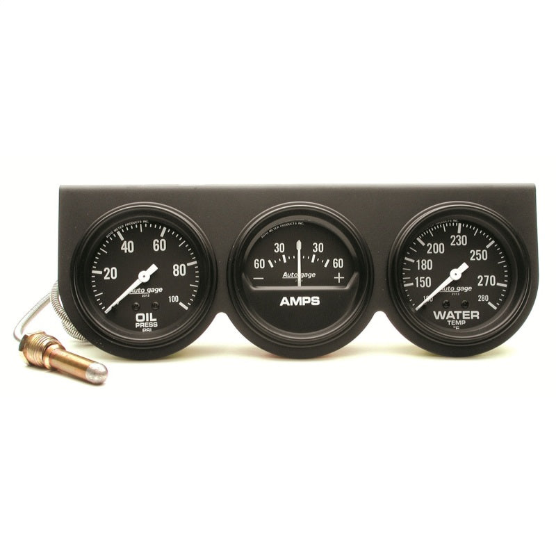 GAUGE CONSOLE, OILP/WTMP/AMP, 2-5/8", 100 PSI/280 °F/60A, BLK DIAL, BLK BZL, AG