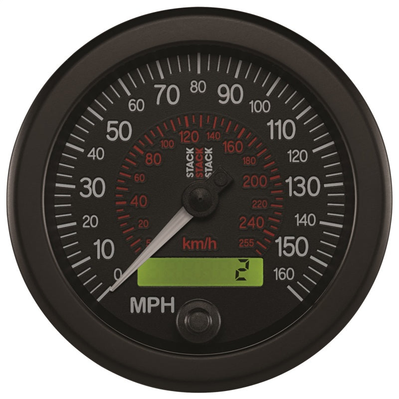 88MM SPEEDOMETER, 0-160 MPH / 260 KM/H, STACK BLK