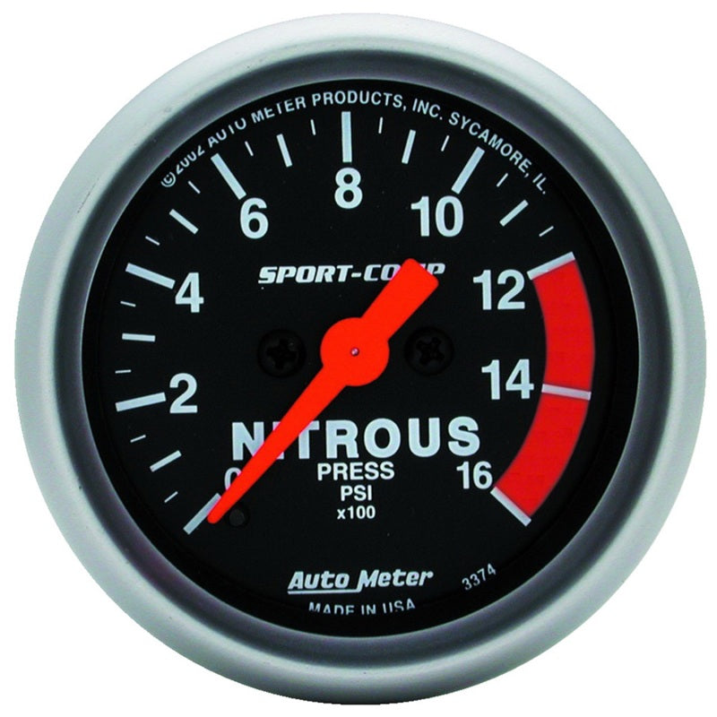 2-1/16" NITROUS PRESSURE, 0-1600 PSI, SPORT-COMP