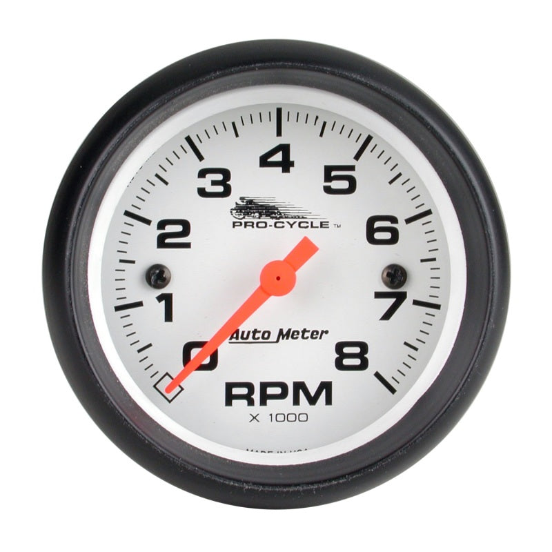 2-5/8" TACHOMETER, 0-8,000 RPM, WHITE, PRO-CYCLE