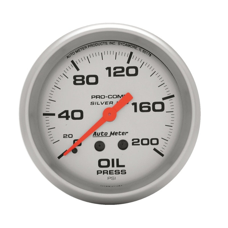2-5/8" OIL PRESSURE, 0-200 PSI, LIQUID FILLED, ULTRA-LITE