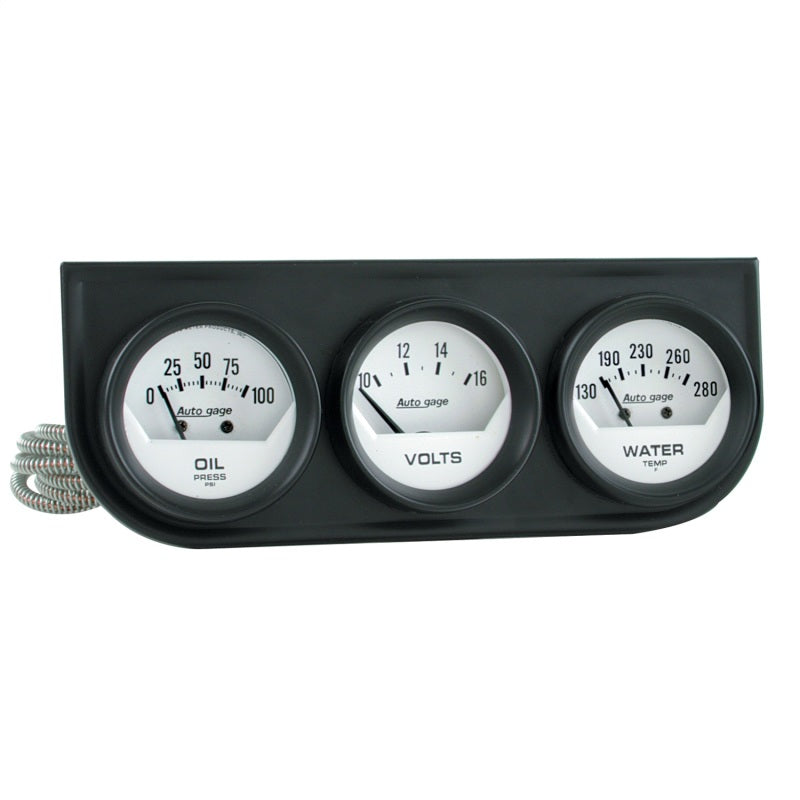 GAUGE CONSOLE, OILP/WTMP/VOLT, 2-1/16", 100 PSI/280 °F/16V, WHT DIAL, BLK BZL, AG
