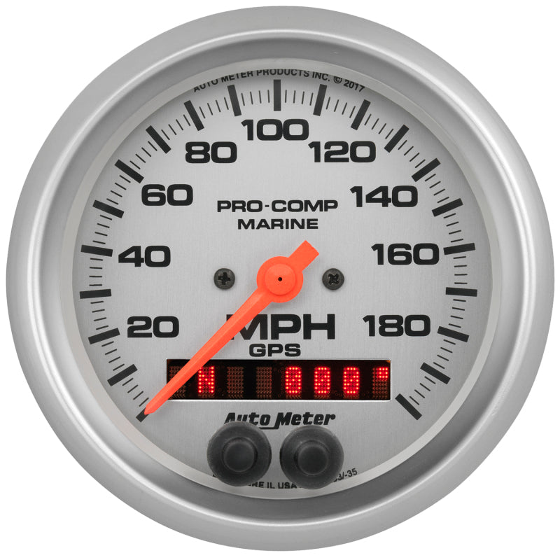 3-3/8" GPS SPEEDOMETER, 0-200 MPH, MARINE SILVER ULTRA-LITE