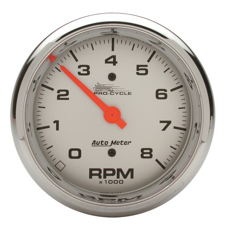 3-3/8" TACHOMETER, 0-8,000 RPM, SILVER, PRO-CYCLE