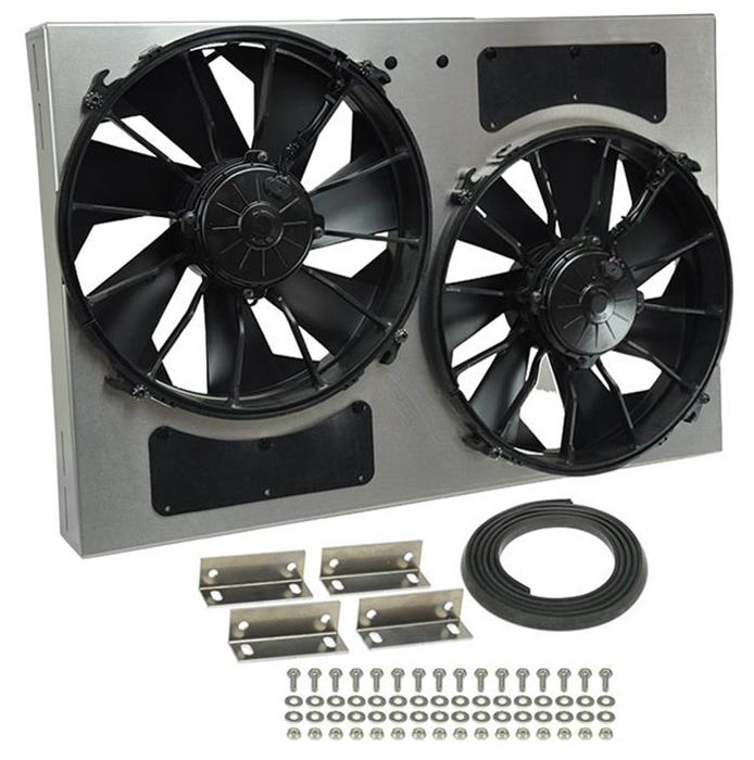 Derale 16826 High Output Dual 11'' Electric RAD Fan/Aluminum Shroud Kit