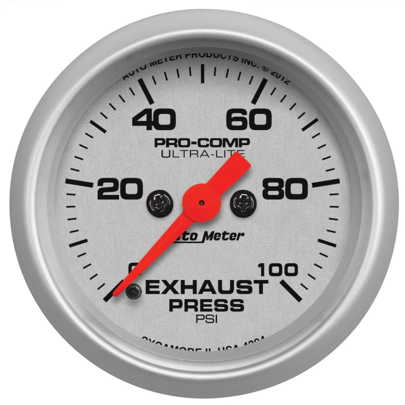 2-1/16" EXHAUST PRESSURE, 0-100 PSI, ULTRA-LITE