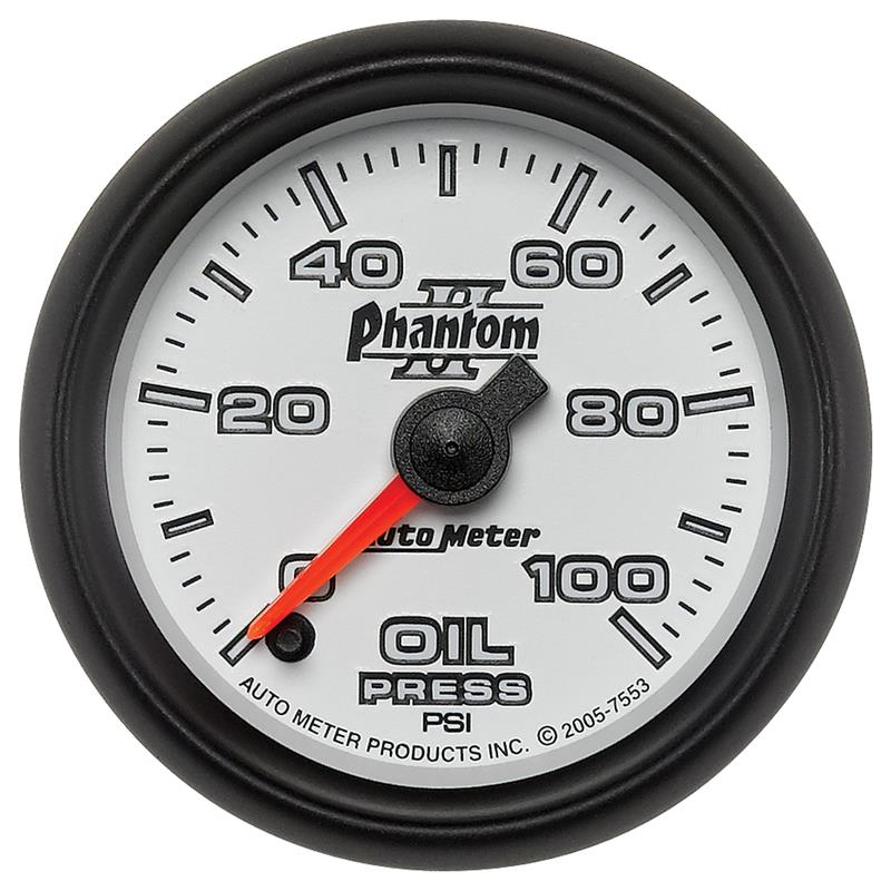 2-1/16" OIL PRESSURE, 0-100 PSI, PHANTOM II
