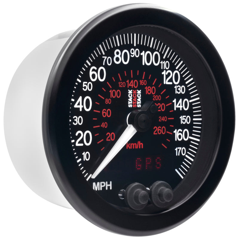 88MM SPEEDOMETER, 0-180 MPH / 290 KM/H, STACK BLK
