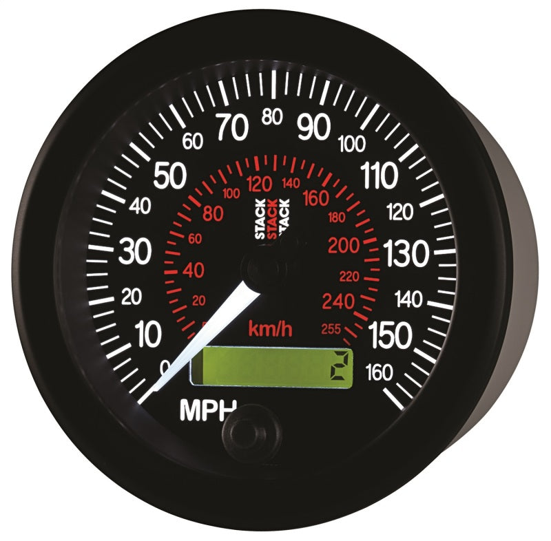 88MM SPEEDOMETER, 0-160 MPH / 260 KM/H, STACK BLK