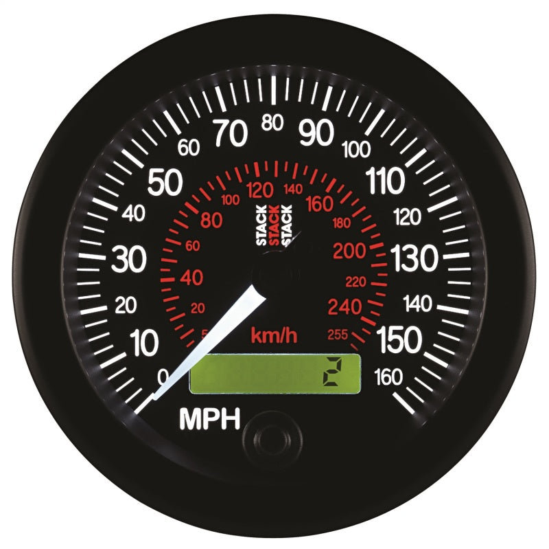 88MM SPEEDOMETER, 0-160 MPH / 260 KM/H, STACK BLK