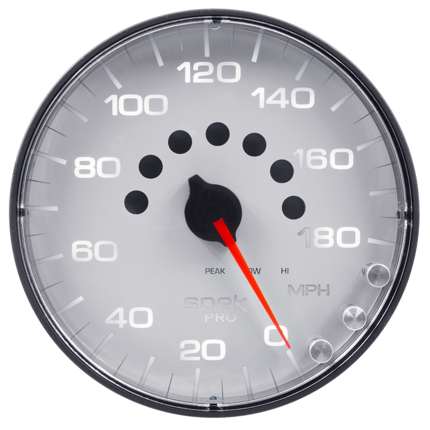 5" SPEEDOMETER, 0-180 MPH, SPEK-PRO, WHITE/BLACK