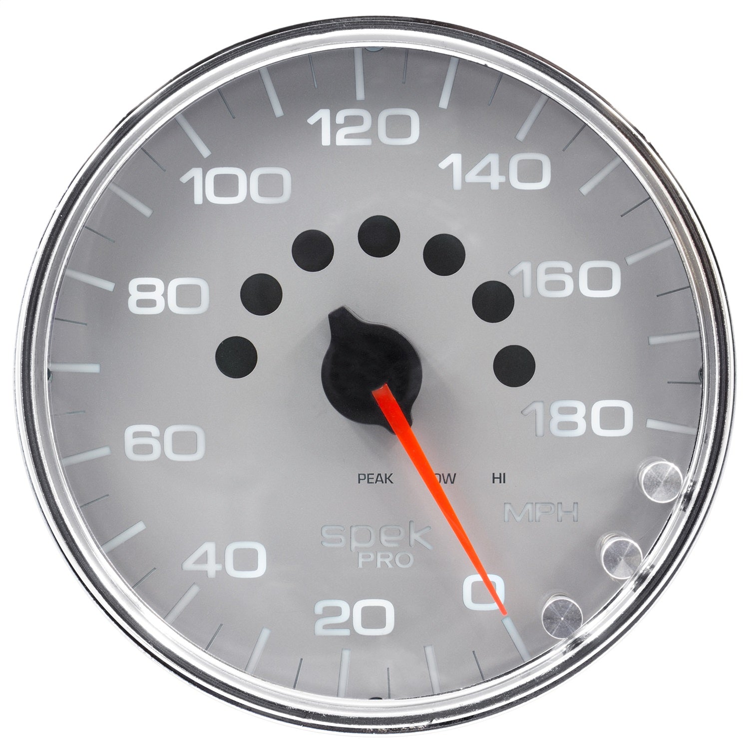 5" SPEEDOMETER, 0-180 MPH, SPEK-PRO, SILVER/CHROME