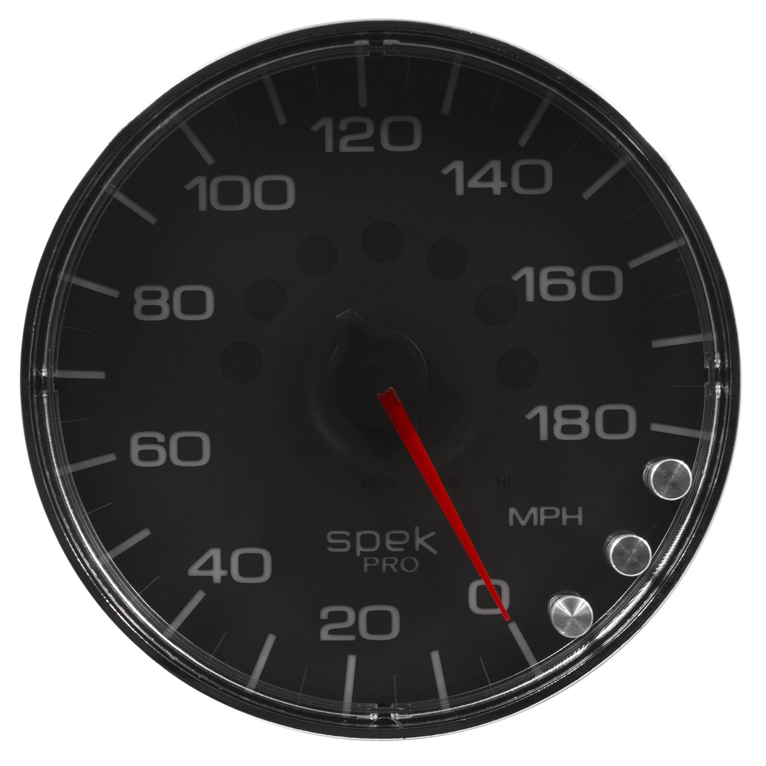 5" SPEEDOMETER, 0-180 MPH, SPEK-PRO, BLACK/CHROME
