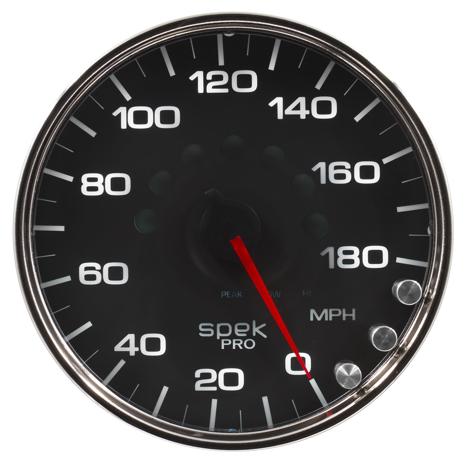 5" SPEEDOMETER, 0-180 MPH, SPEK-PRO, BLACK/CHROME