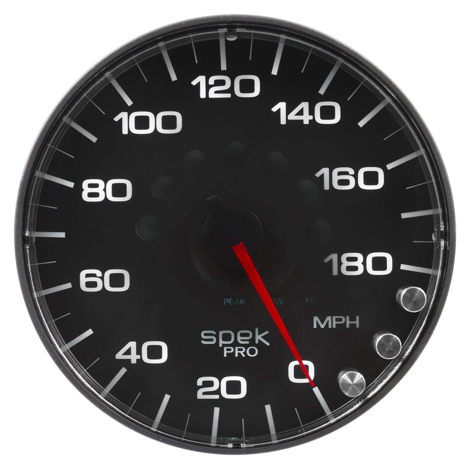 5" SPEEDOMETER, 0-180 MPH, SPEK-PRO, BLACK/BLACK