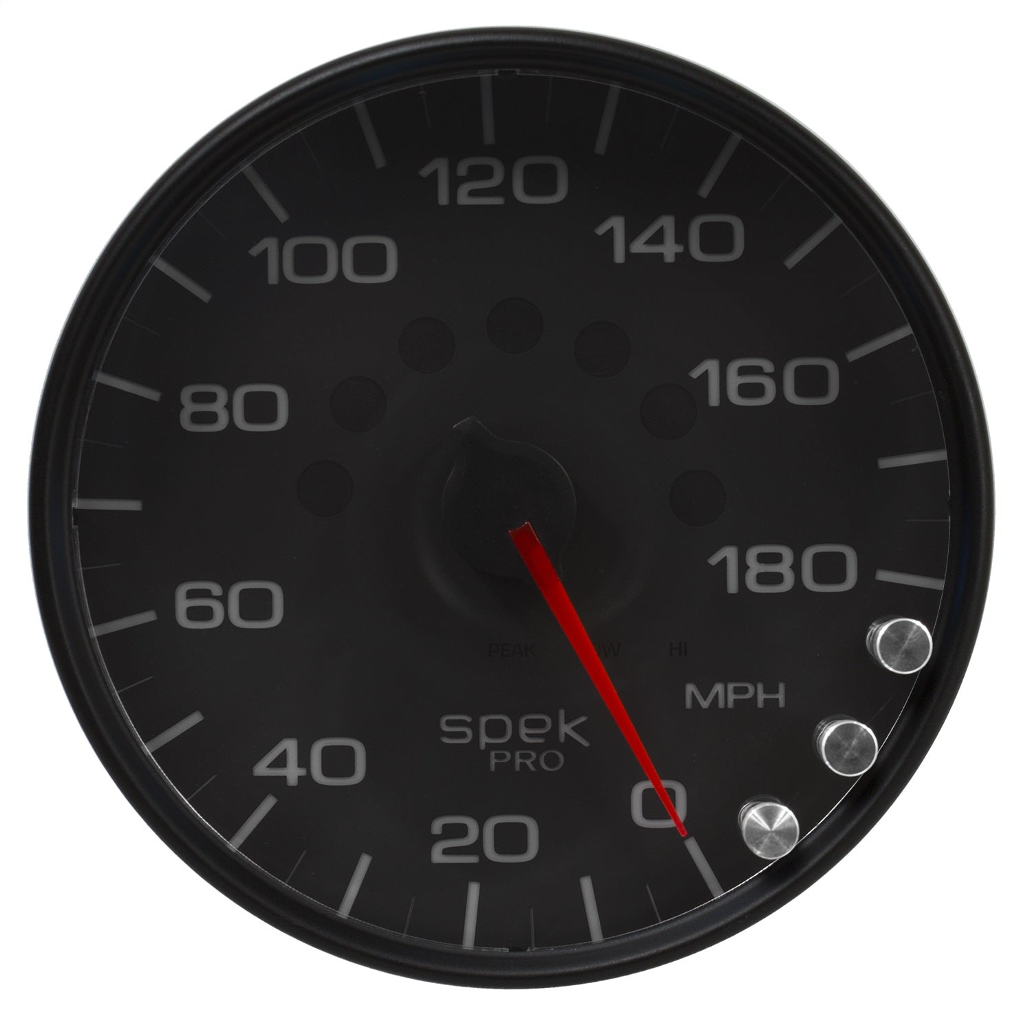 5" SPEEDOMETER, 0-180 MPH, SPEK-PRO, BLACK/BLACK