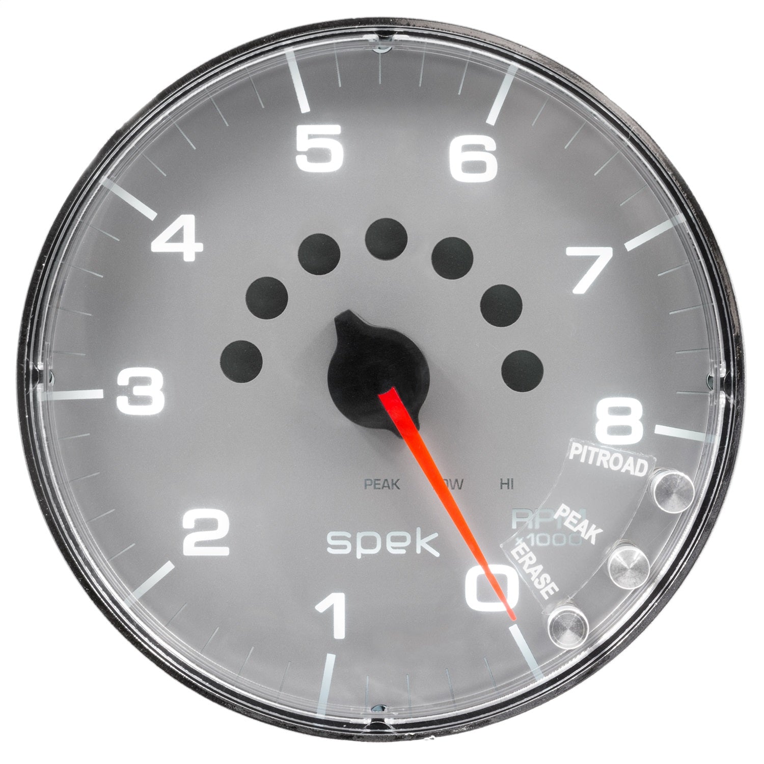 5" IN-DASH TACHOMETER, 0-8,000 RPM, SPEK-PRO, SILVER/CHROME