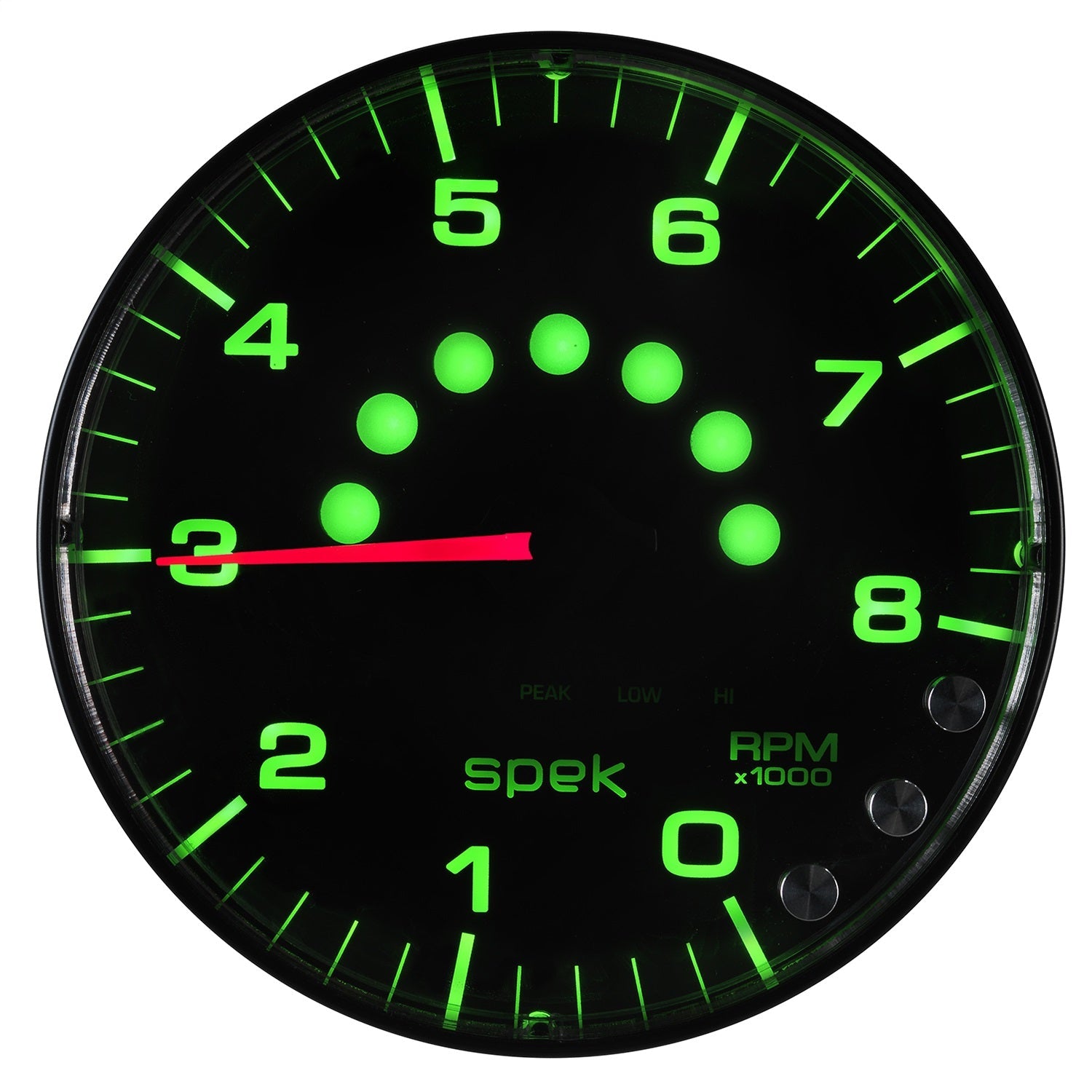 5" IN-DASH TACHOMETER, 0-8,000 RPM, SPEK-PRO, BLACK/BLACK