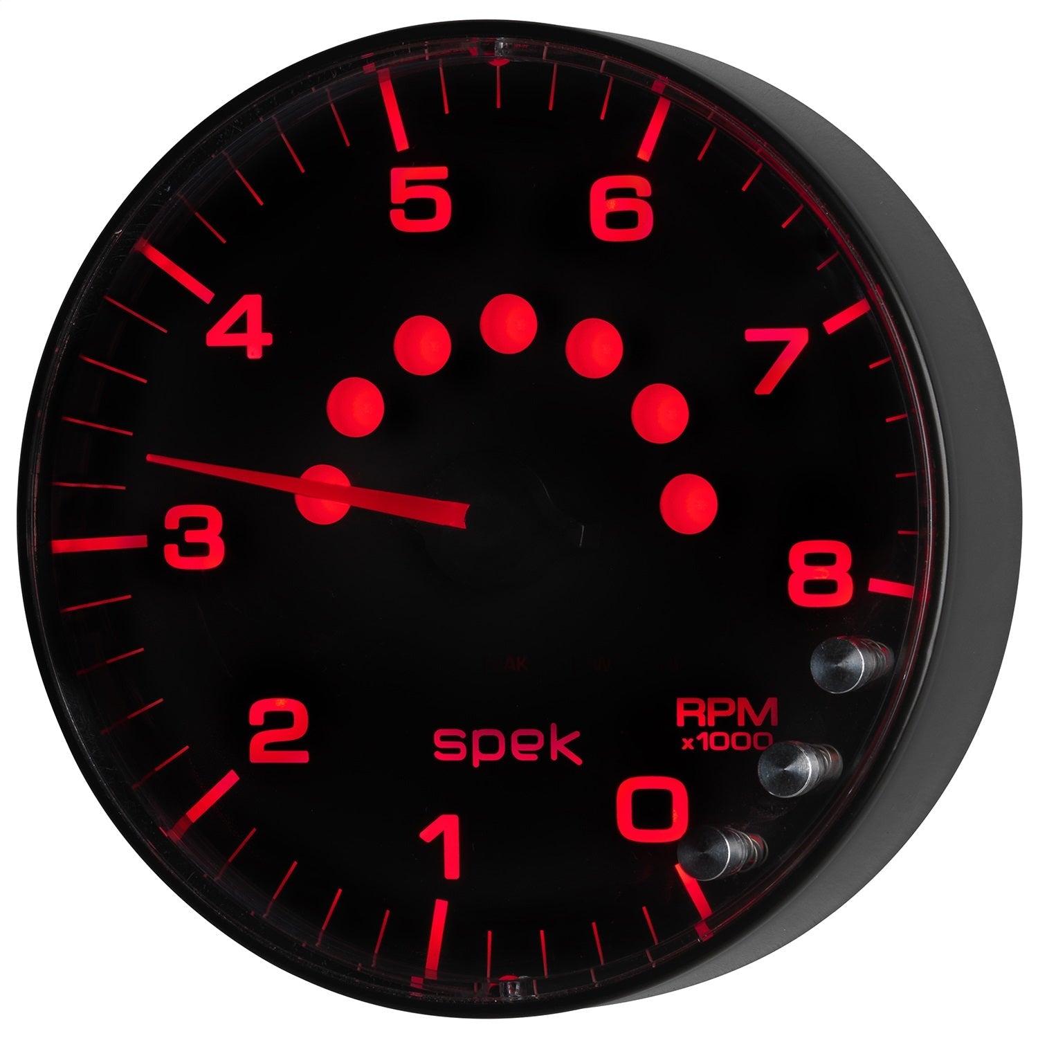 5" IN-DASH TACHOMETER, 0-8,000 RPM, SPEK-PRO, BLACK/BLACK