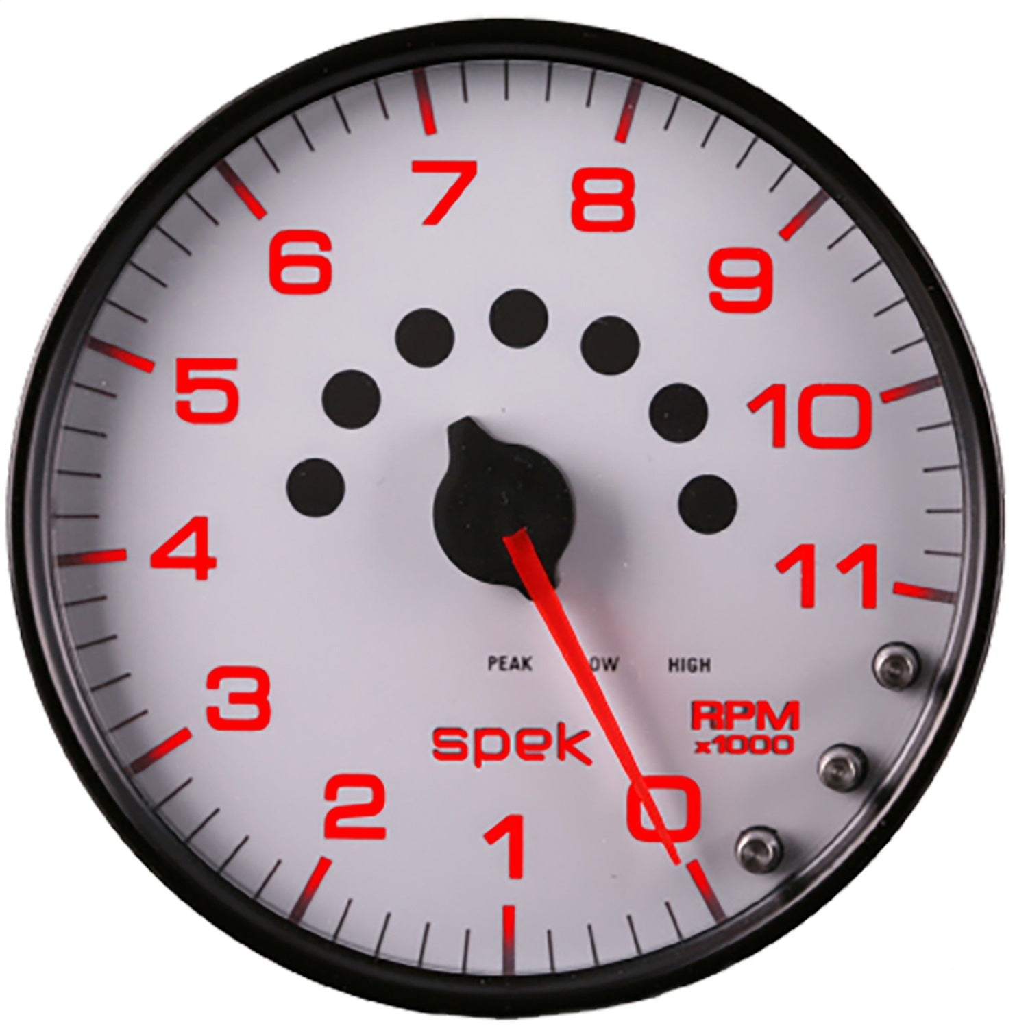 5" IN-DASH TACHOMETER, 0-11,000 RPM, SPEK-PRO, WHITE/BLACK