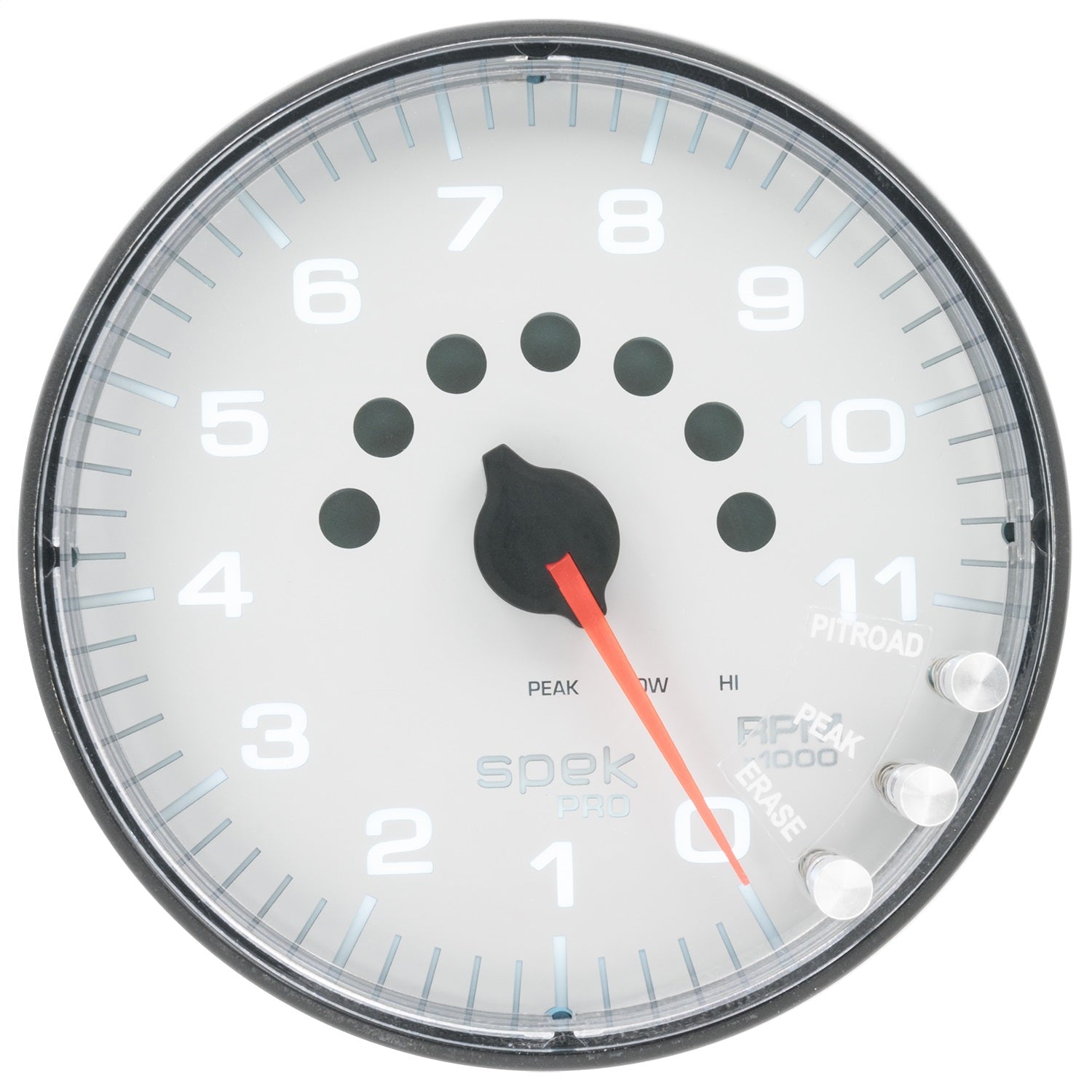 5" IN-DASH TACHOMETER, 0-11,000 RPM, SPEK-PRO, WHITE/BLACK