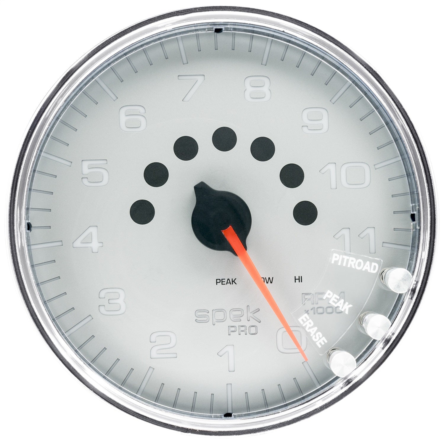 5" IN-DASH TACHOMETER, 0-11,000 RPM, SPEK-PRO, SILVER/CHROME