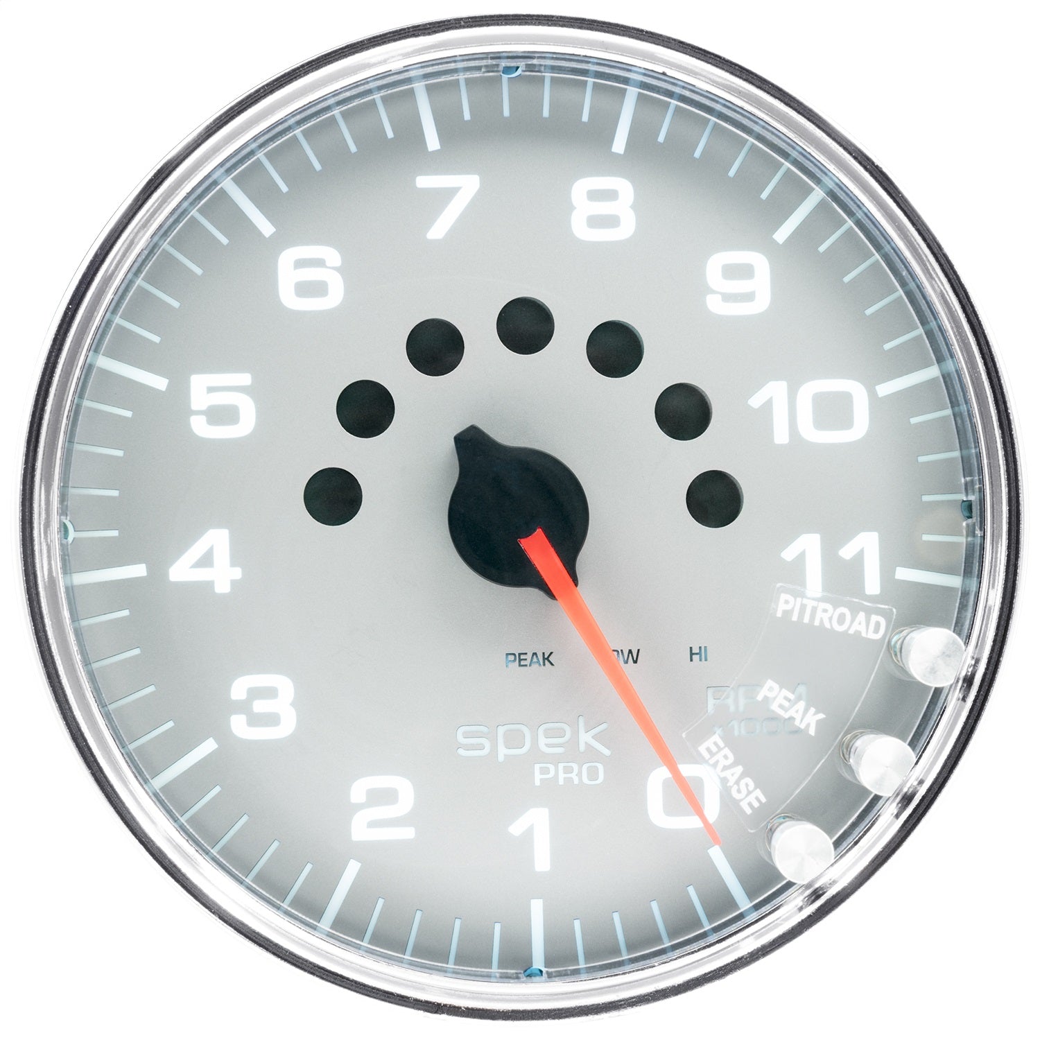 5" IN-DASH TACHOMETER, 0-11,000 RPM, SPEK-PRO, SILVER/CHROME