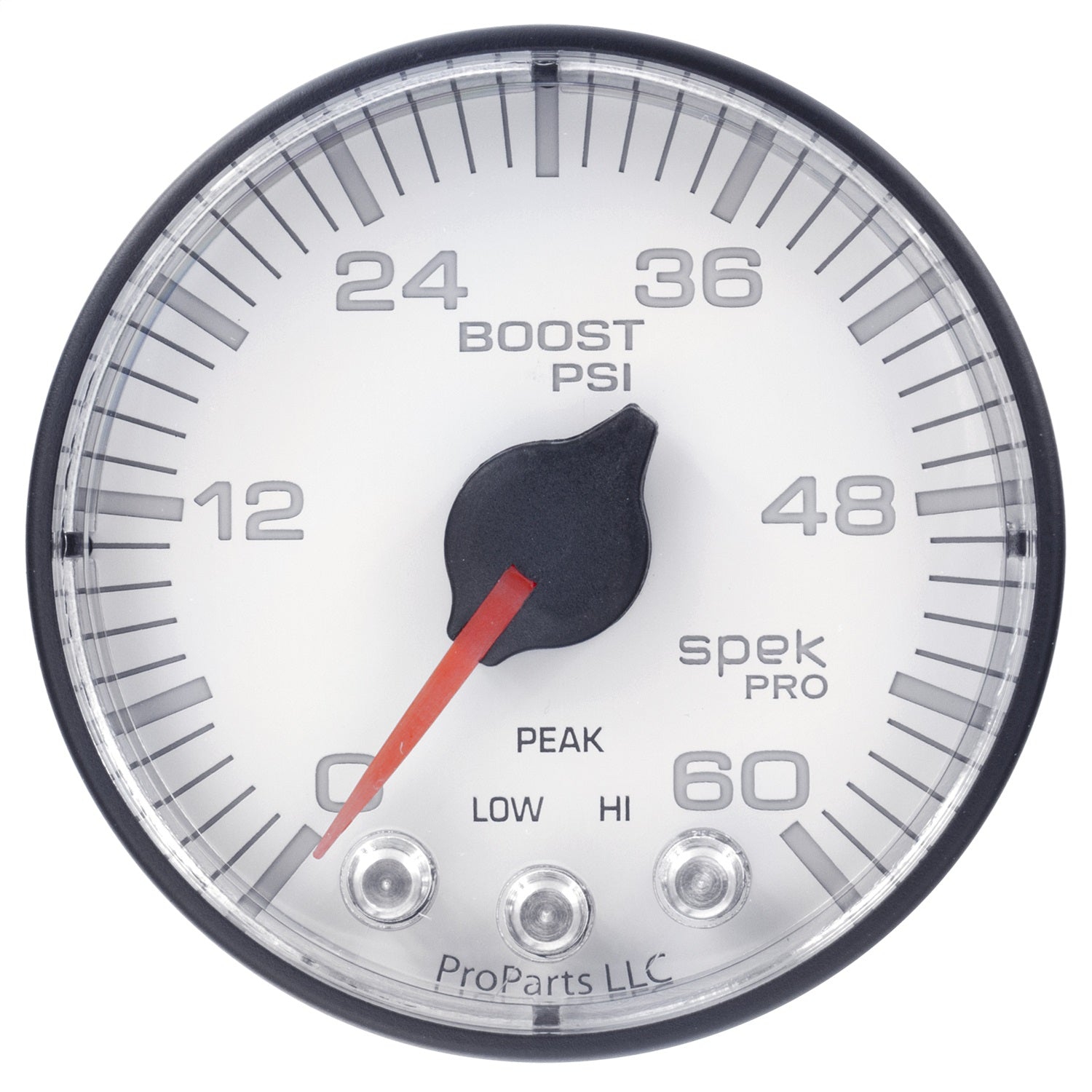 2-1/16" BOOST, 0-60 PSI, SPEK-PRO, WHITE/BLACK