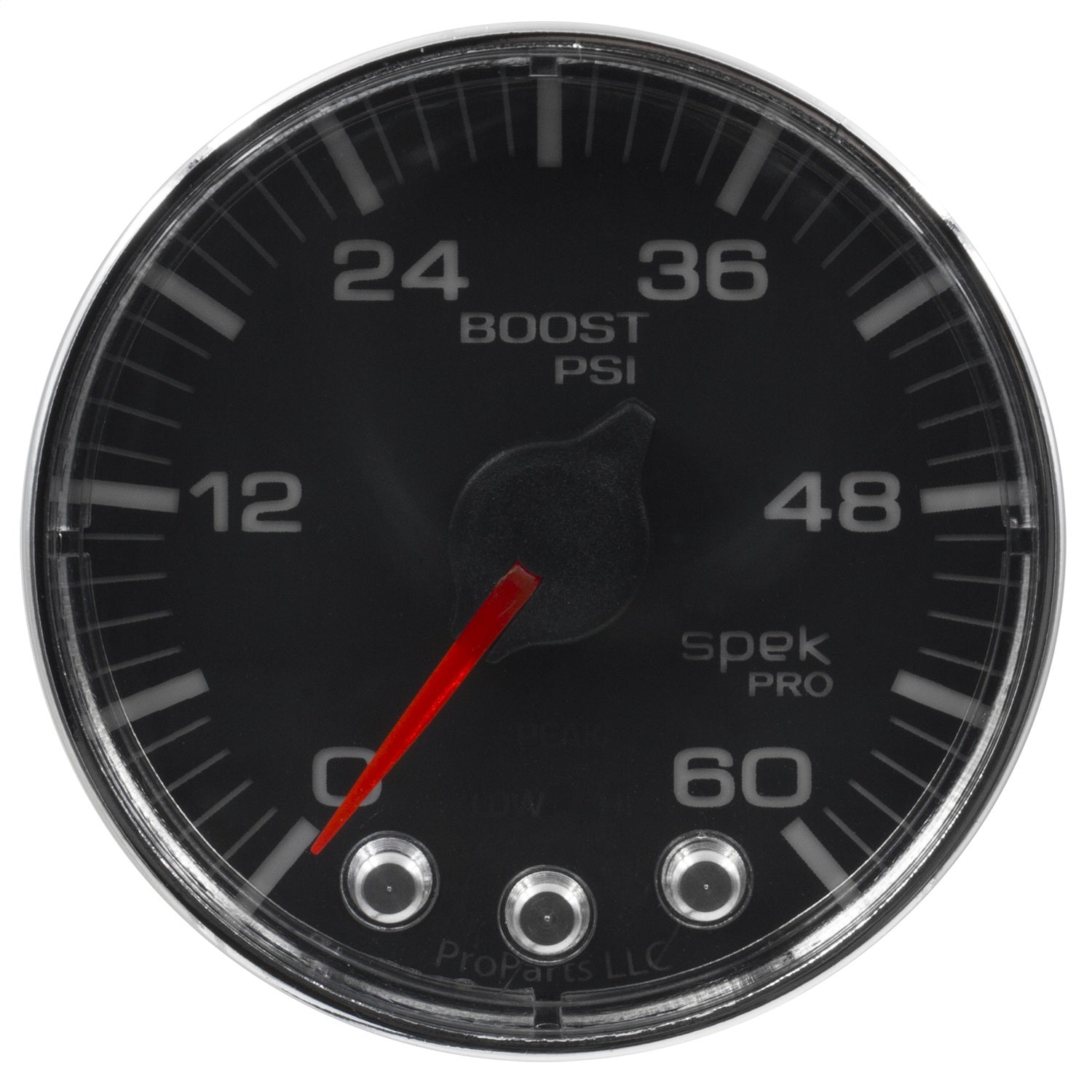 2-1/16" BOOST, 0-60 PSI, SPEK-PRO, BLACK/CHROME