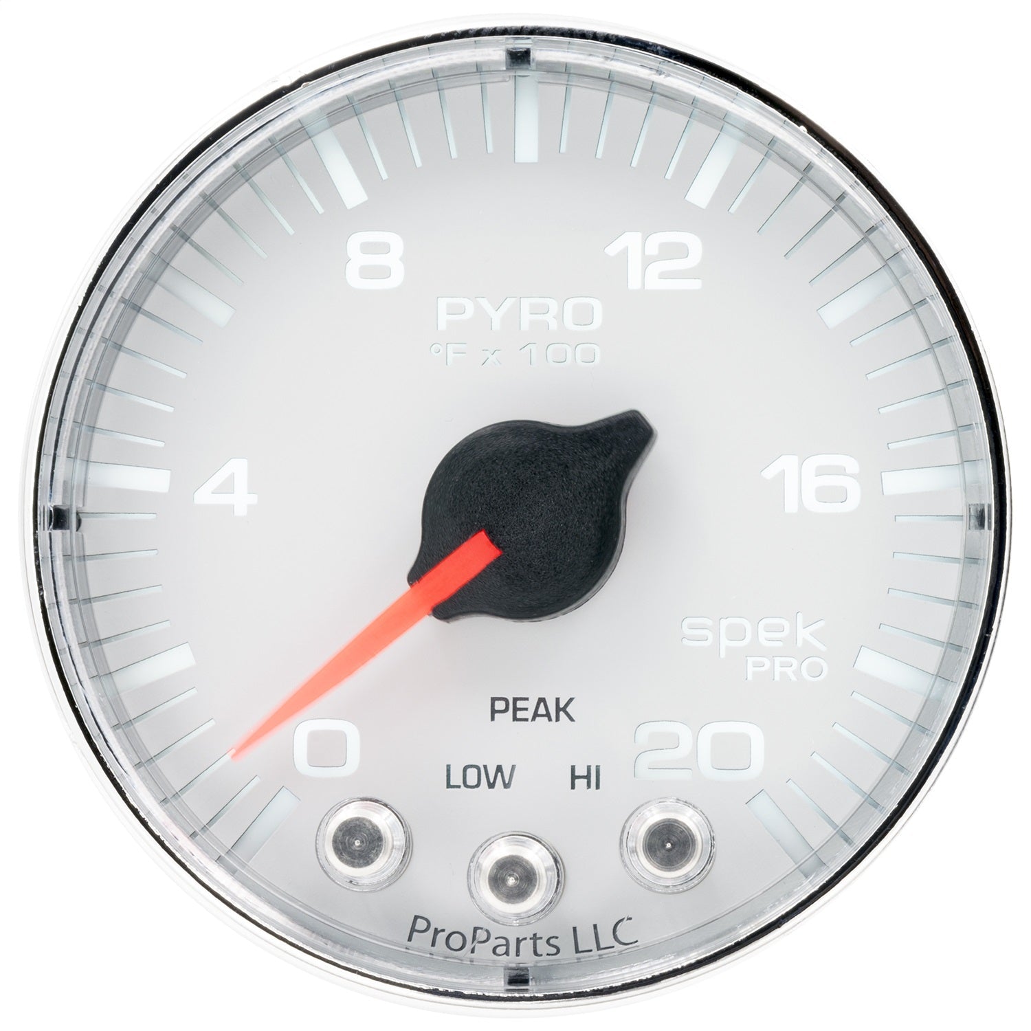 2-1/16" PYROMETER, 0-2000 °F, SPEK-PRO, WHITE/CHROME