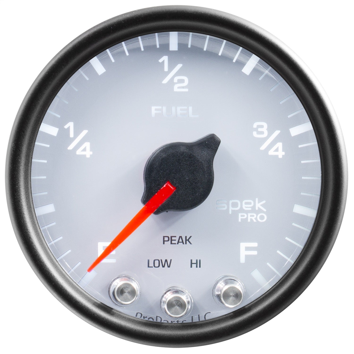 2-1/16" FUEL LEVEL, PROGRAMMABLE 0-300 ?, SPEK-PRO, WHITE/BLACK