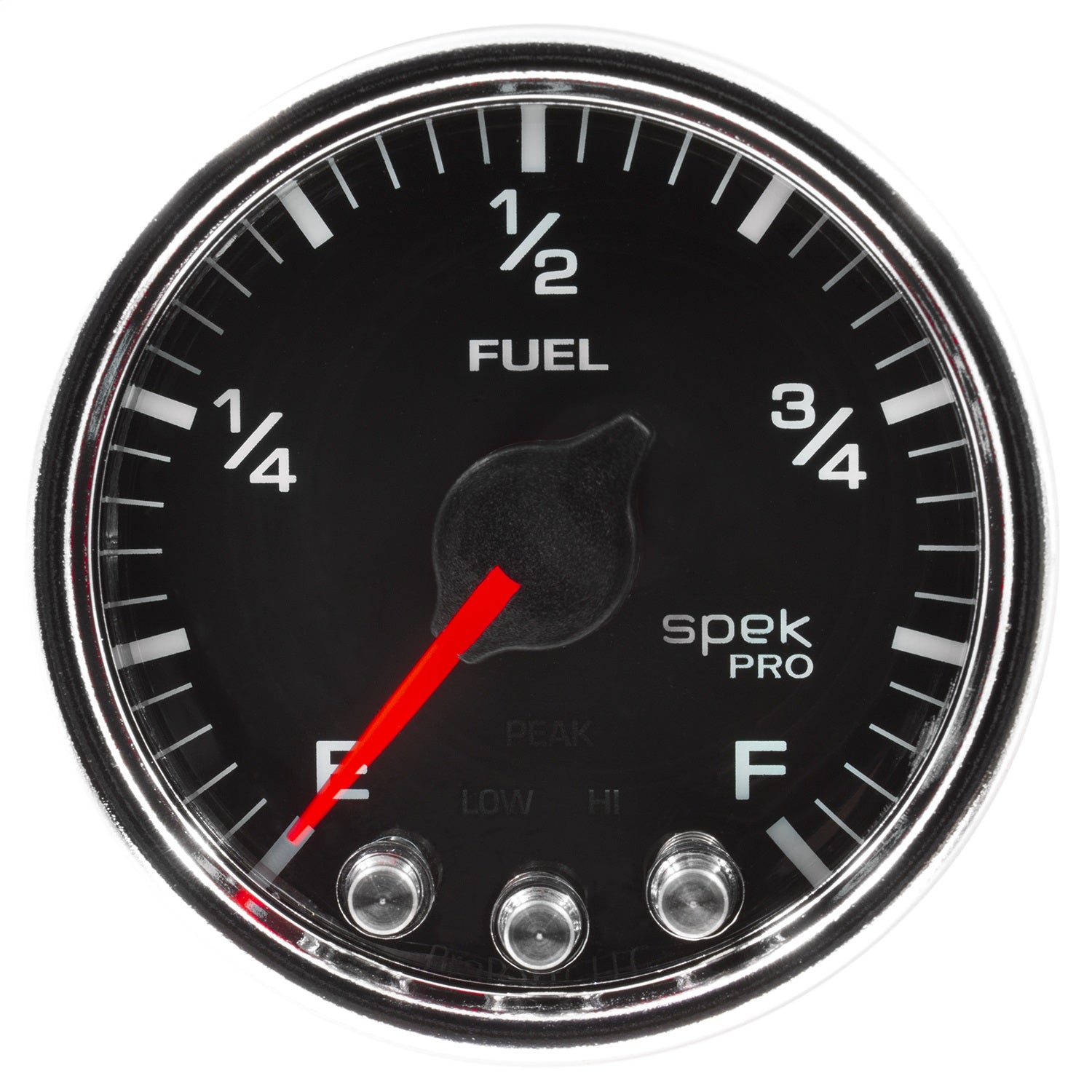2-1/16" FUEL LEVEL, PROGRAMMABLE 0-300 ?, SPEK-PRO, BLACK/CHROME