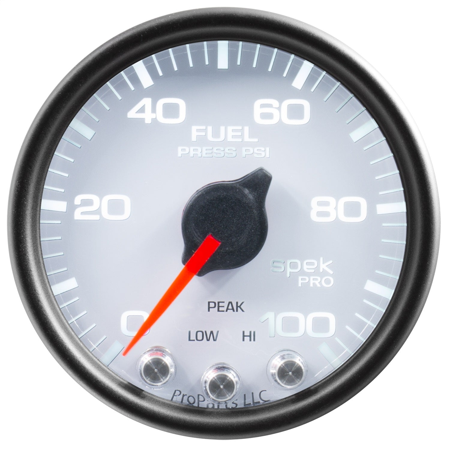 2-1/16" FUEL PRESSURE, 0-100 PSI, SPEK-PRO, WHITE/BLACK