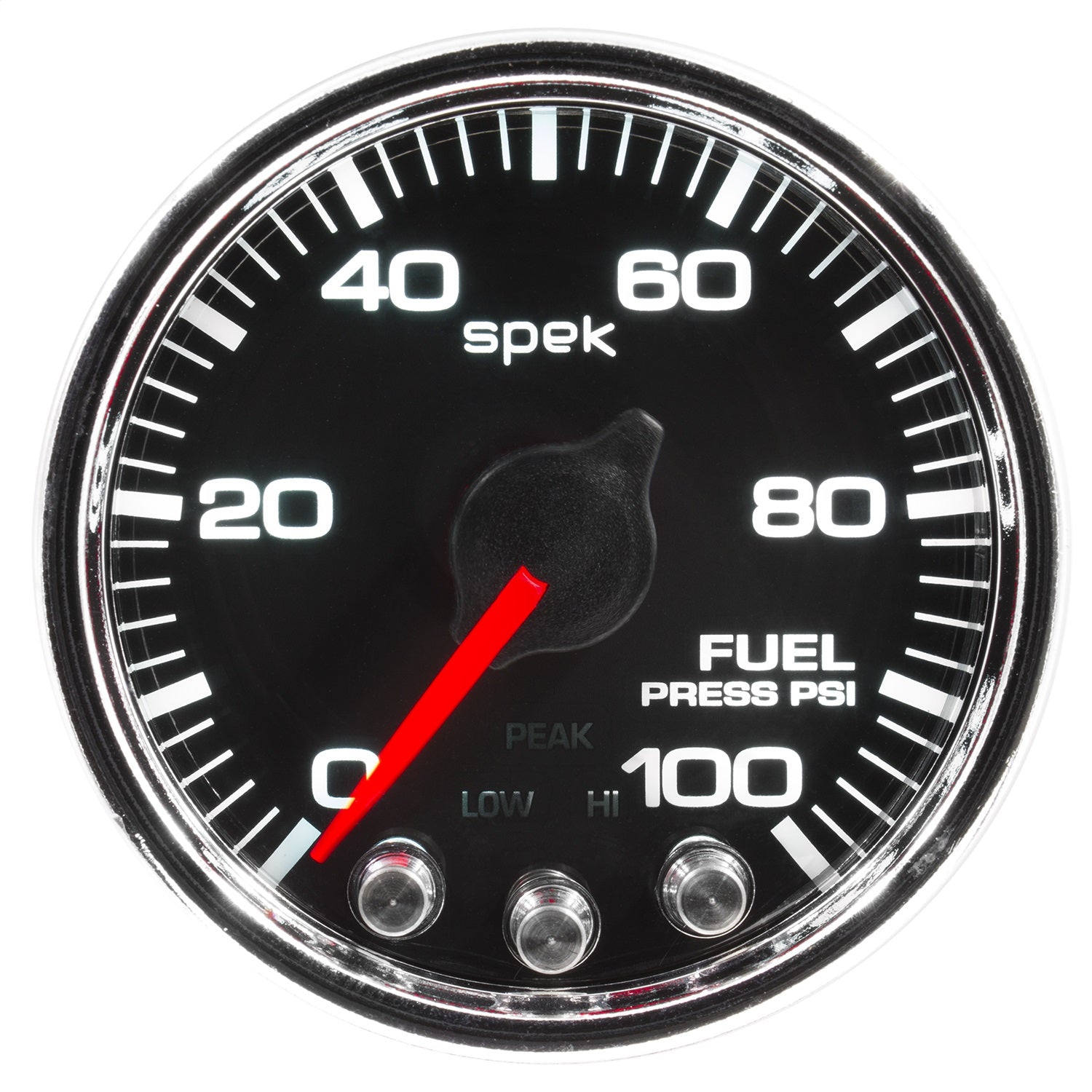 2-1/16" FUEL PRESSURE, 0-100 PSI, SPEK-PRO, BLACK/CHROME