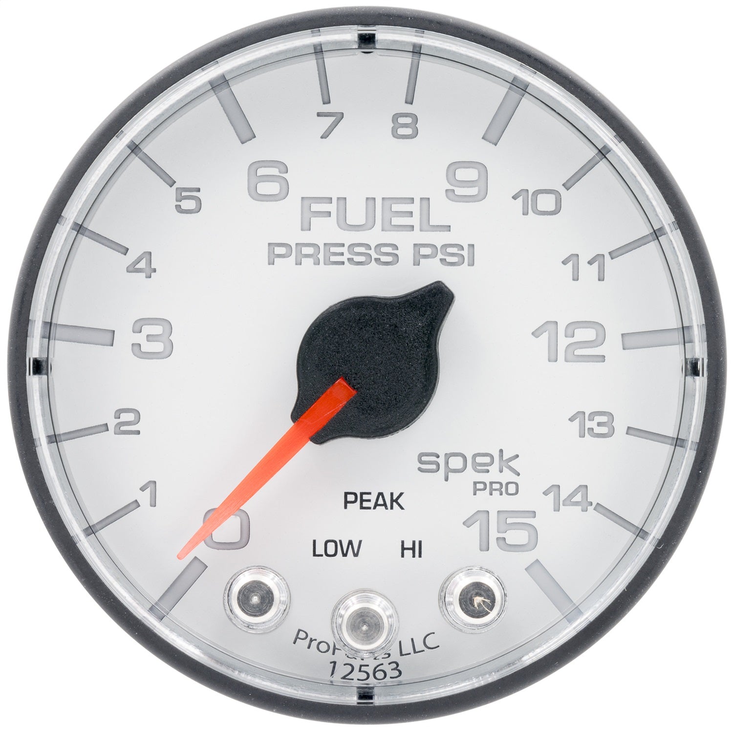 2-1/16" FUEL PRESSURE, 0-15 PSI, SPEK-PRO, WHITE/BLACK
