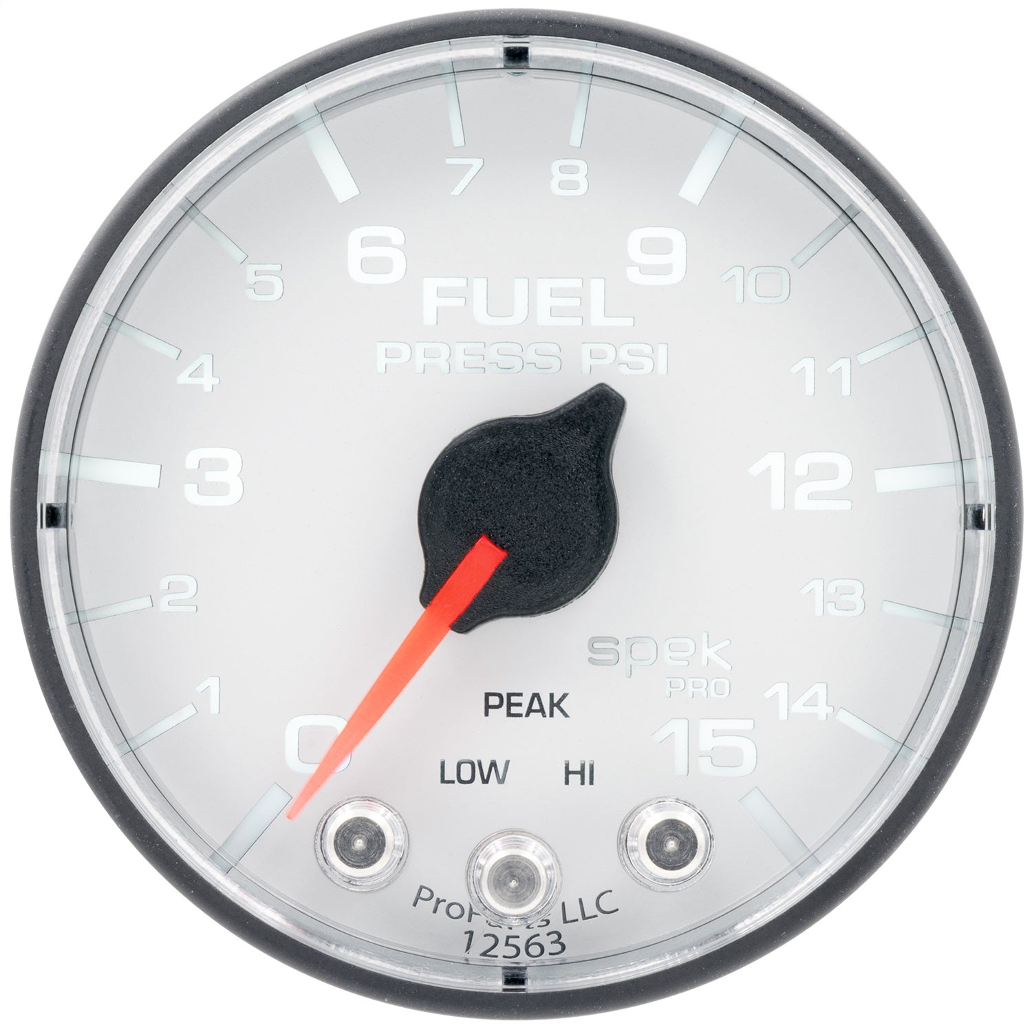 2-1/16" FUEL PRESSURE, 0-15 PSI, SPEK-PRO, WHITE/BLACK