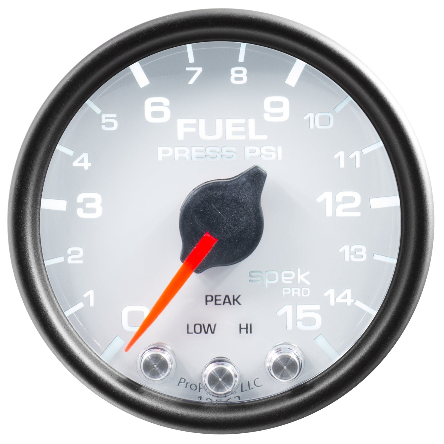 2-1/16" FUEL PRESSURE, 0-15 PSI, SPEK-PRO, WHITE/BLACK